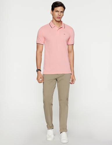 Peter England Men's Snug Fit Solid Polo T-Shirt with Coloured Collar Tipping| Cotton Rich| Premium Pique Weave