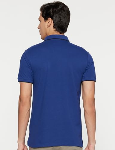 Peter England Men's Snug Fit Solid Polo T-Shirt with Coloured Collar Tipping| Cotton Rich| Premium Pique Weave