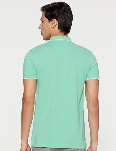 Peter England Men's Snug Fit Solid Polo T-Shirt with Coloured Collar Tipping| Cotton Rich| Premium Pique Weave