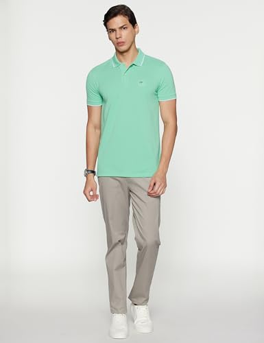 Peter England Men's Snug Fit Solid Polo T-Shirt with Coloured Collar Tipping| Cotton Rich| Premium Pique Weave