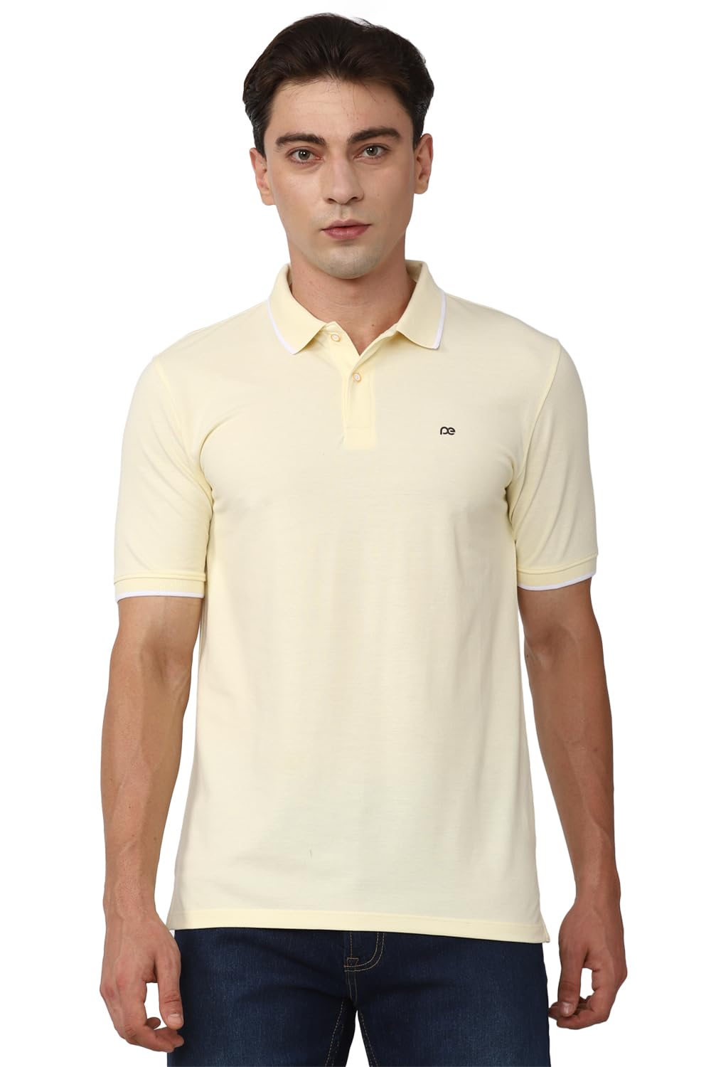 Peter England Men's Snug Fit Solid Polo T-Shirt with Coloured Collar Tipping| Cotton Rich| Premium Pique Weave
