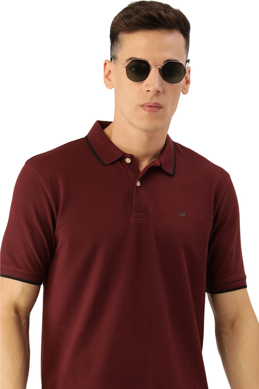 Peter England Men's Snug Fit Solid Polo T-Shirt with Coloured Collar Tipping| Cotton Rich| Premium Pique Weave