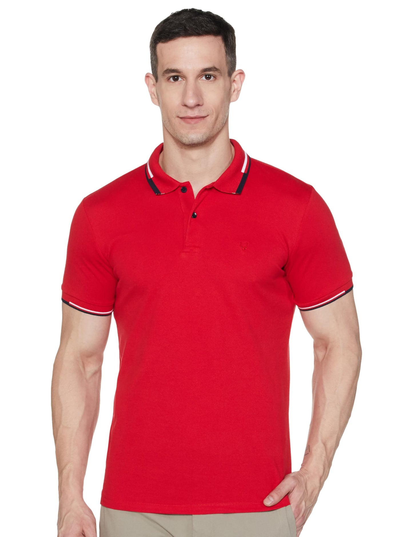 Allen Solly Men's Regular Fit Cotton Polo with Collar Detail