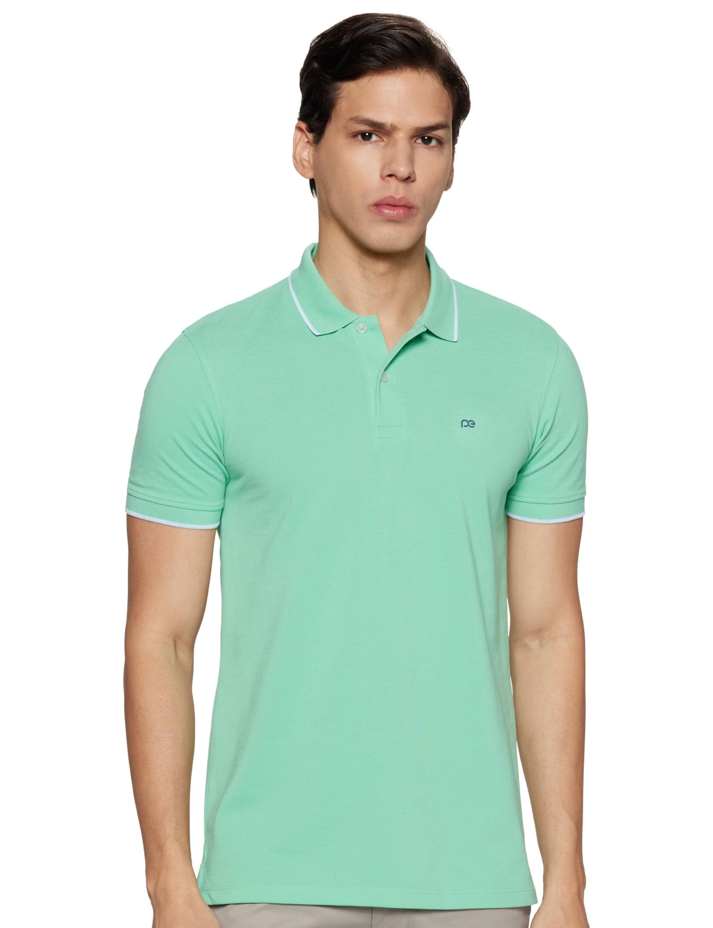 Peter England Men's Snug Fit Solid Polo T-Shirt with Coloured Collar Tipping| Cotton Rich| Premium Pique Weave