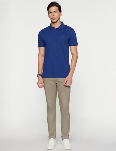 Peter England Men's Snug Fit Solid Polo T-Shirt with Coloured Collar Tipping| Cotton Rich| Premium Pique Weave