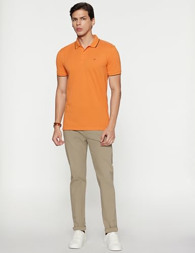 Peter England Men's Snug Fit Solid Polo T-Shirt with Coloured Collar Tipping| Cotton Rich| Premium Pique Weave