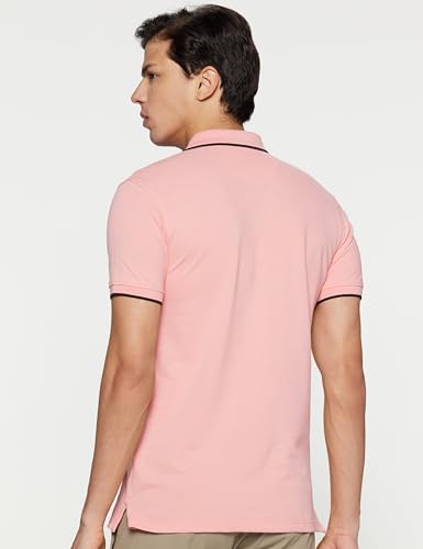 Peter England Men's Snug Fit Solid Polo T-Shirt with Coloured Collar Tipping| Cotton Rich| Premium Pique Weave
