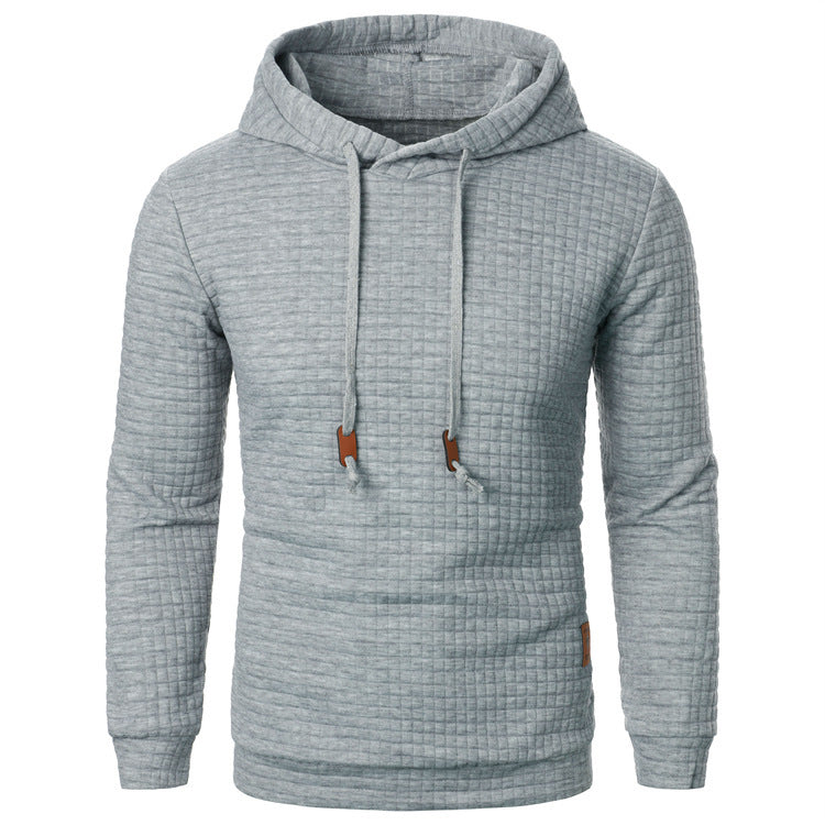 Men's Jacquard Hooded Sweater Long-sleeved Hoodie Warm Solid Sports Top