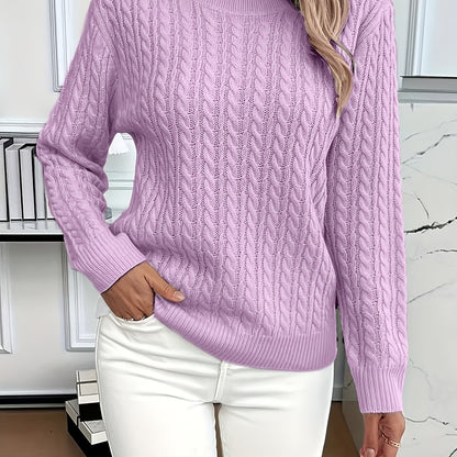 Ins Twist Round Neck Pullover Sweater Fashion Solid Color Long-sleeved Knitted Top For Women