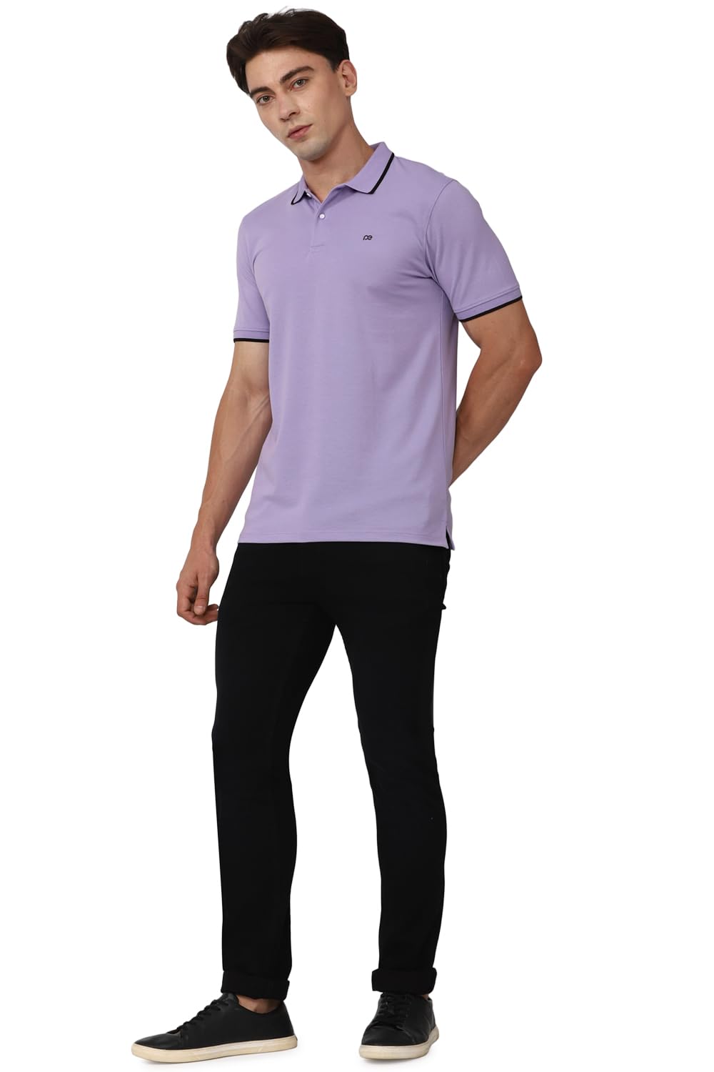 Peter England Men's Snug Fit Solid Polo T-Shirt with Coloured Collar Tipping| Cotton Rich| Premium Pique Weave