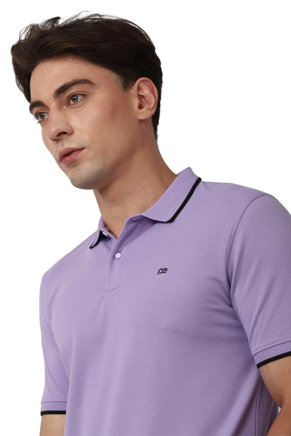 Peter England Men's Snug Fit Solid Polo T-Shirt with Coloured Collar Tipping| Cotton Rich| Premium Pique Weave