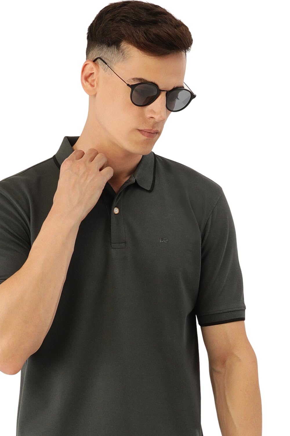 Peter England Men's Snug Fit Solid Polo T-Shirt with Coloured Collar Tipping| Cotton Rich| Premium Pique Weave