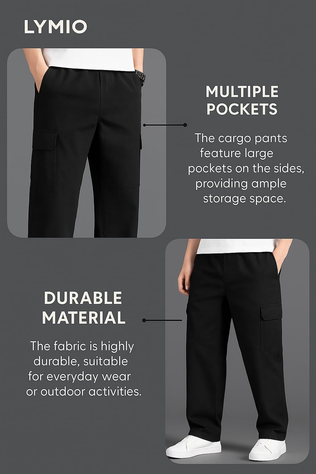 Lymio Men Cargo || Men Cargo Pants || Men Cargo Pants Cotton || Cargos for Men (Cargo-117-120)