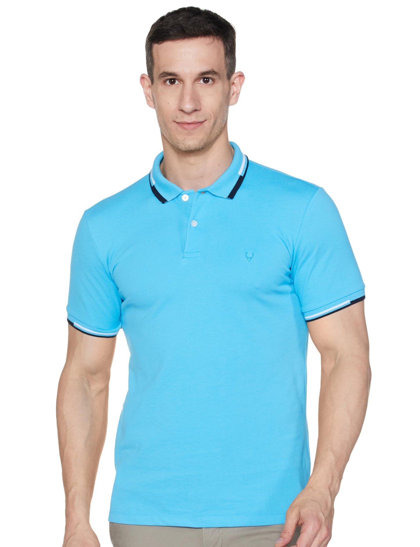 Allen Solly Men's Regular Fit Cotton Polo with Collar Detail