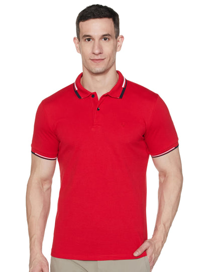 Allen Solly Men's Regular Fit Cotton Polo with Collar Detail
