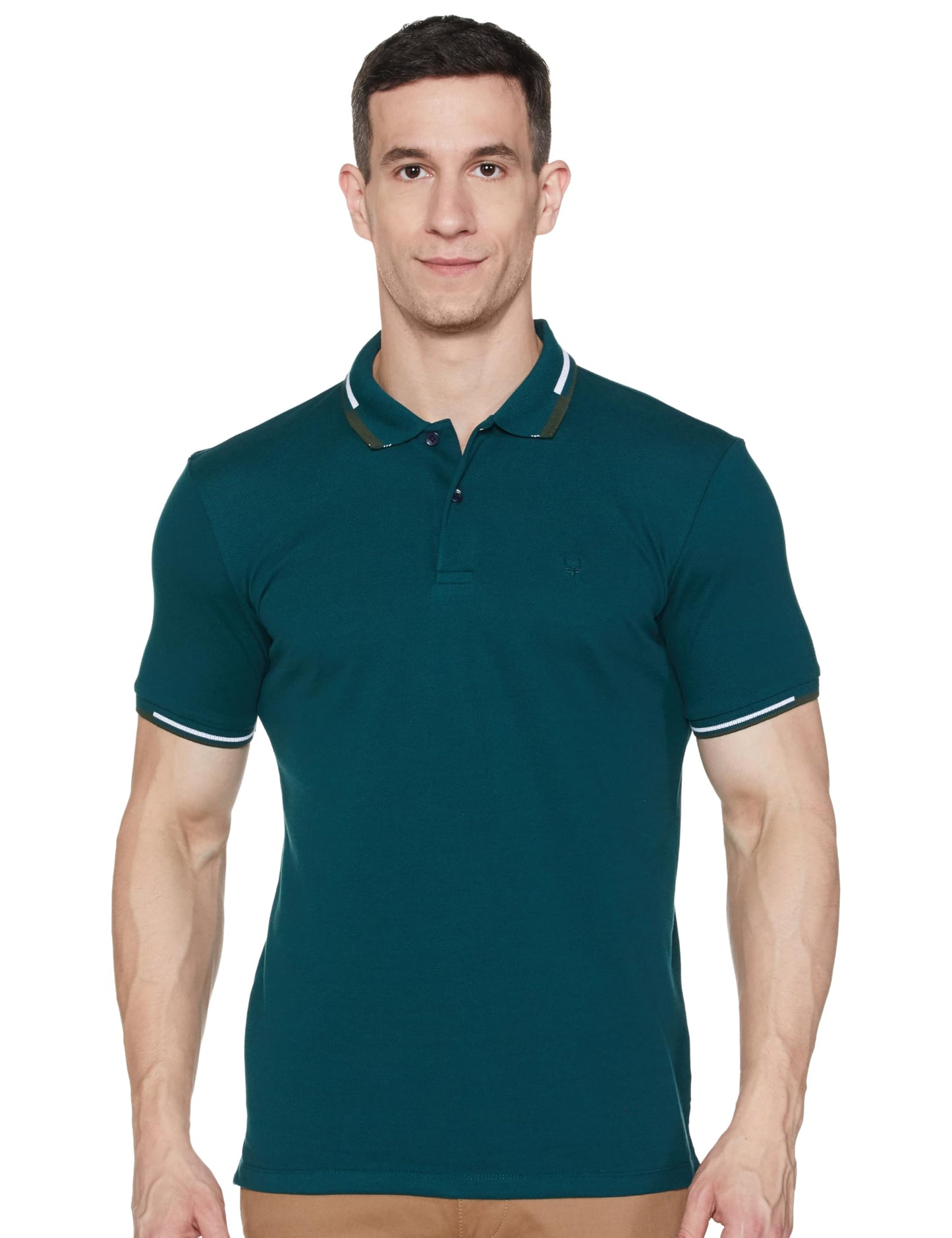 Allen Solly Men's Regular Fit Cotton Polo with Collar Detail