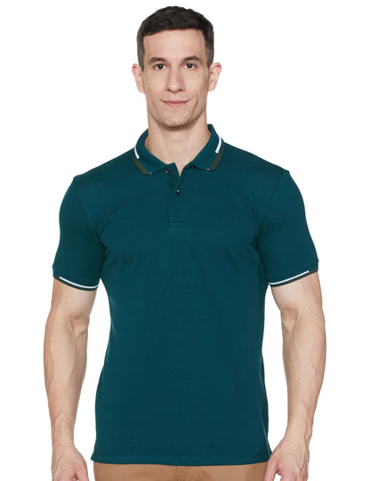 Allen Solly Men's Regular Fit Cotton Polo with Collar Detail