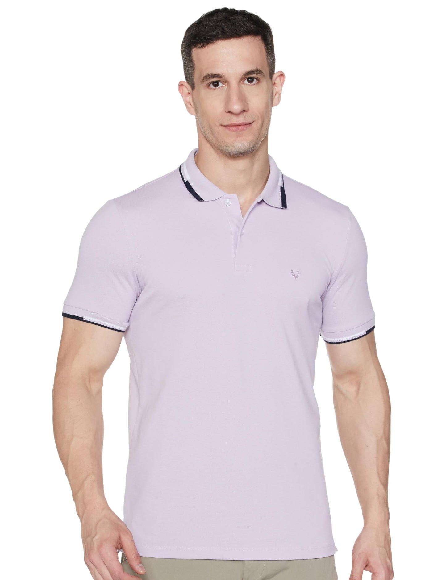 Allen Solly Men's Regular Fit Cotton Polo with Collar Detail