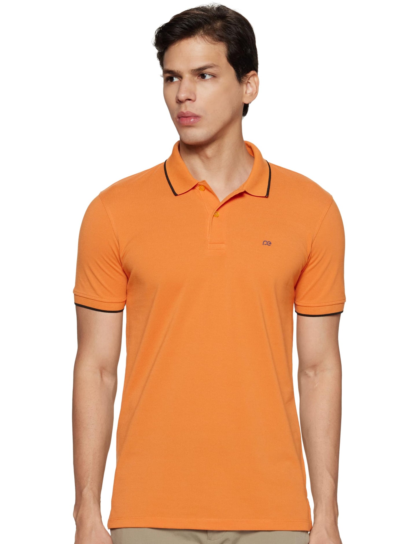 Peter England Men's Snug Fit Solid Polo T-Shirt with Coloured Collar Tipping| Cotton Rich| Premium Pique Weave