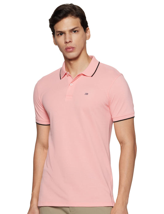Peter England Men's Snug Fit Solid Polo T-Shirt with Coloured Collar Tipping| Cotton Rich| Premium Pique Weave