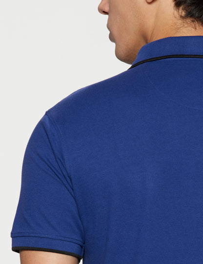 Peter England Men's Snug Fit Solid Polo T-Shirt with Coloured Collar Tipping| Cotton Rich| Premium Pique Weave