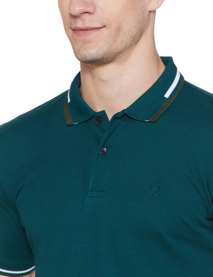 Allen Solly Men's Regular Fit Cotton Polo with Collar Detail