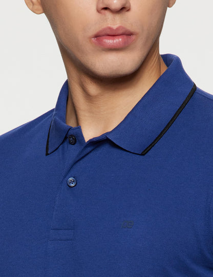 Peter England Men's Snug Fit Solid Polo T-Shirt with Coloured Collar Tipping| Cotton Rich| Premium Pique Weave