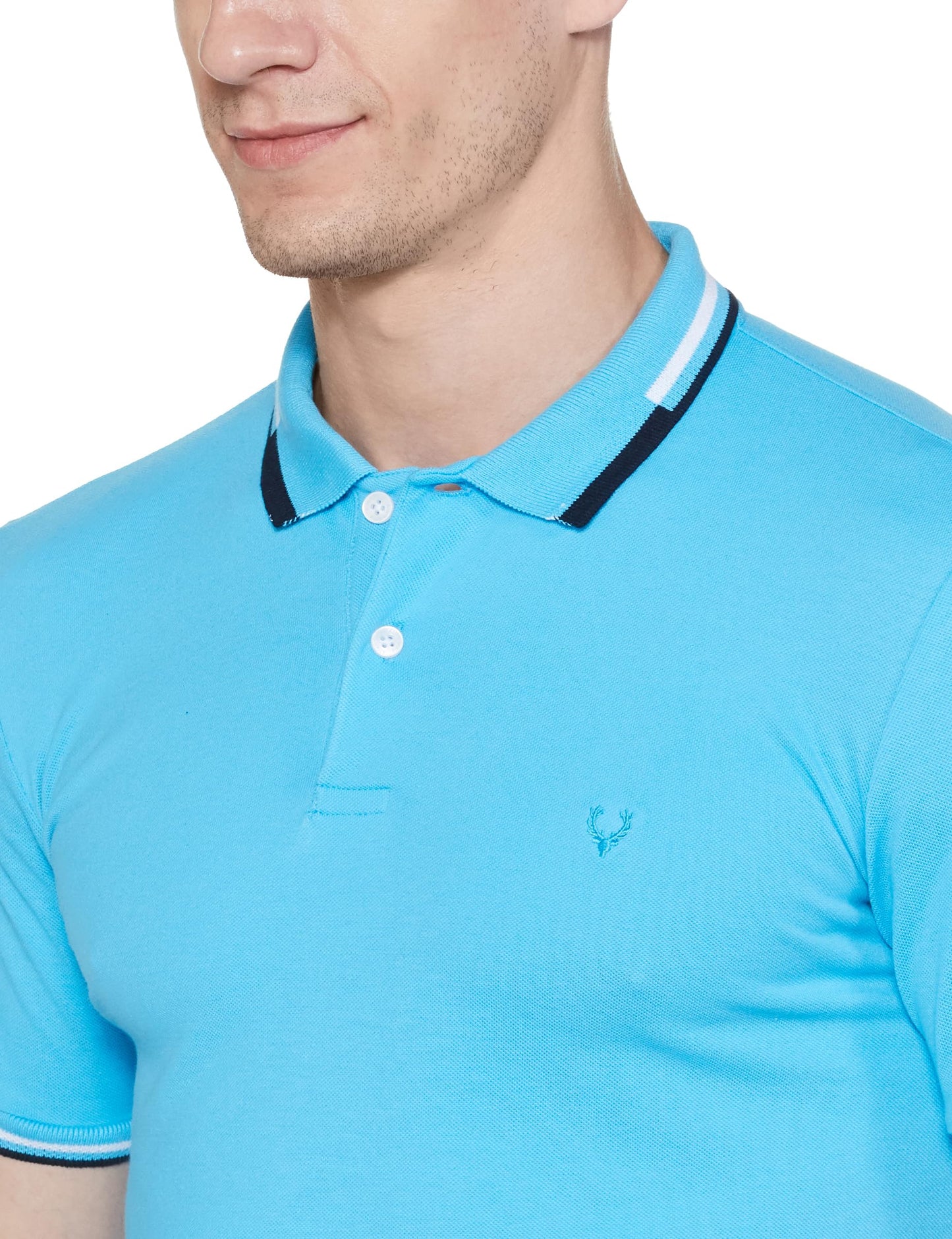 Allen Solly Men's Regular Fit Cotton Polo with Collar Detail