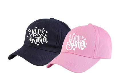 AICA Big Brother & Little Sister Cotton Cap � Blue & Pink Color, Adjustable Strap, Free Size