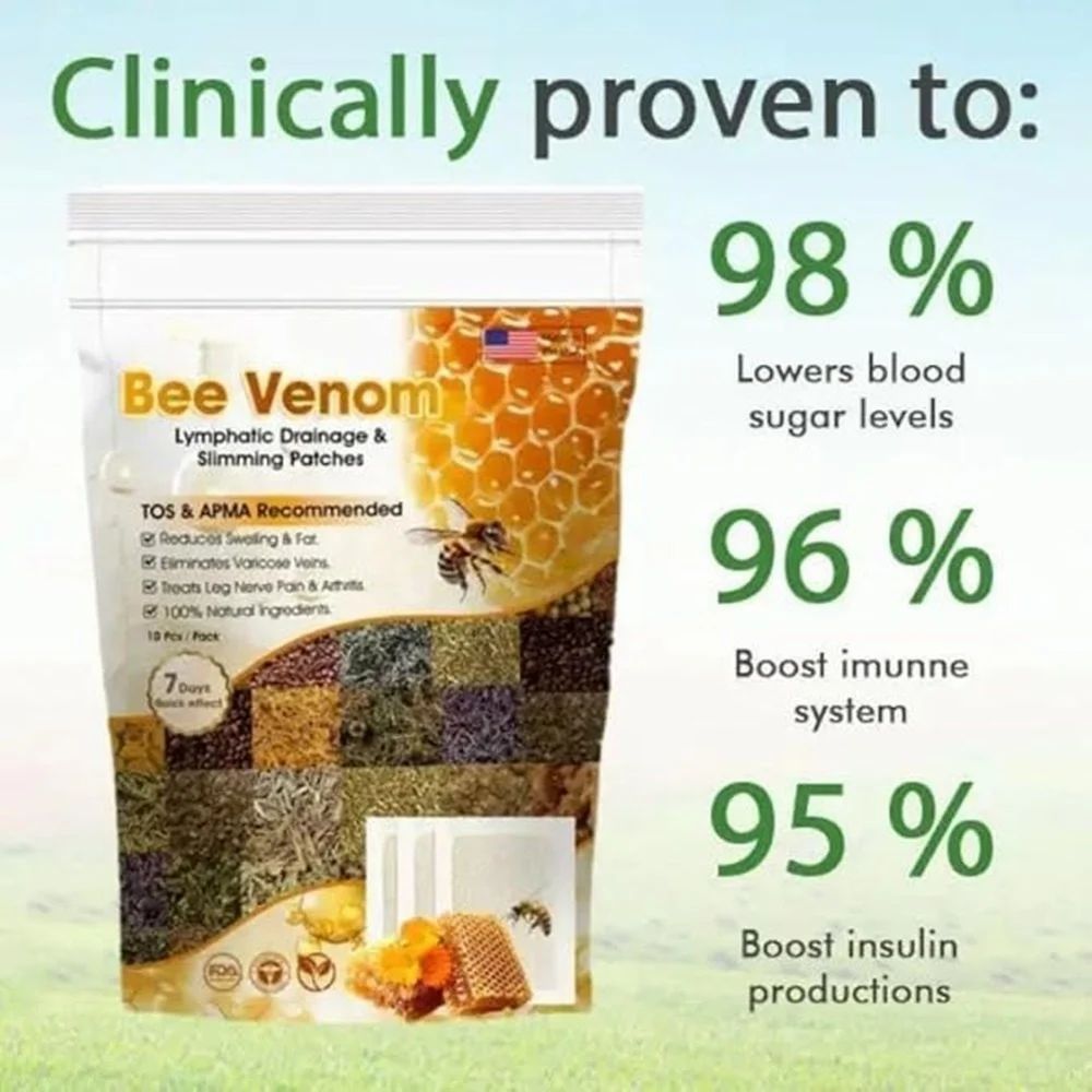 Herbal Bee Venom Lymphatic Drainage & Slimming Foot Patches (Pack of 10)